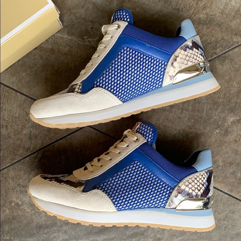 MICHAEL KORS Women's Maddie Trainer -Electric Blue - Snakeskin Accent SZ 7.5 - Picture 15 of 16